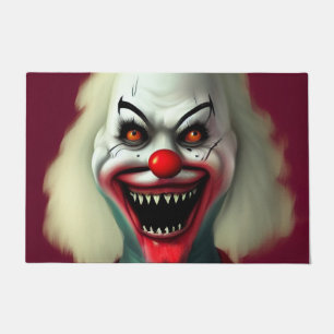 scary clown horror portrait ugly monster Halloween Doormat