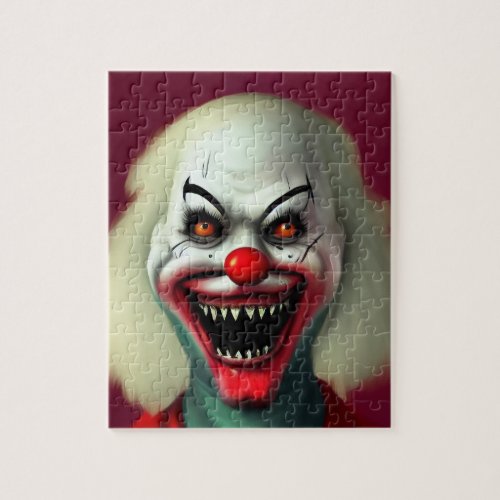 scary clown horror portrait ugly monster Halloween Jigsaw Puzzle