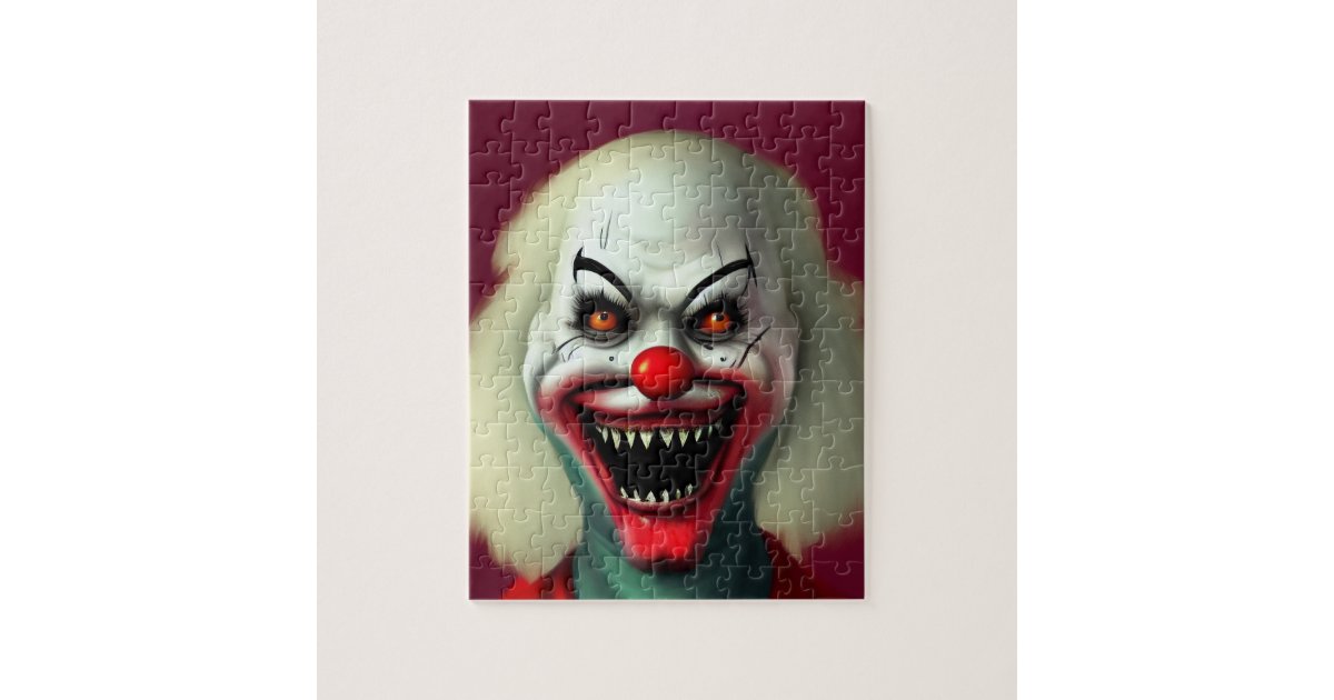 scary clown horror portrait ugly monster Halloween Jigsaw Puzzle Zazzle