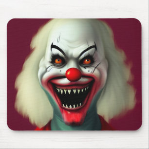 scary clown horror portrait ugly monster Halloween Mouse Pad