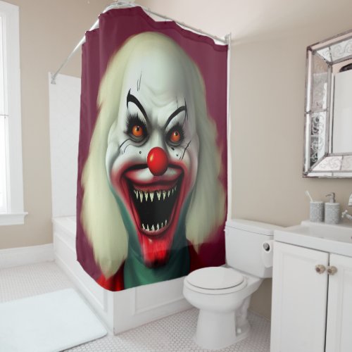 scary clown horror portrait ugly monster Halloween Shower Curtain