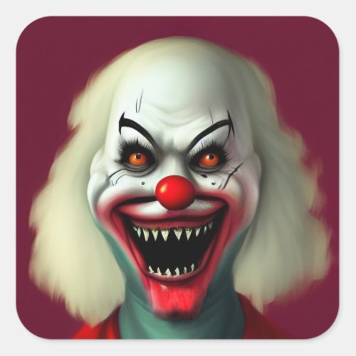 scary clown horror portrait ugly monster Halloween Square Sticker