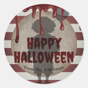 Scary Clown Shadow Creepy  Carnival Halloween Classic Round Sticker