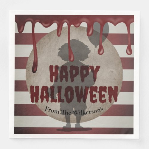 Scary Clown Shadow Creepy  Carnival Halloween Paper Dinner Napkins