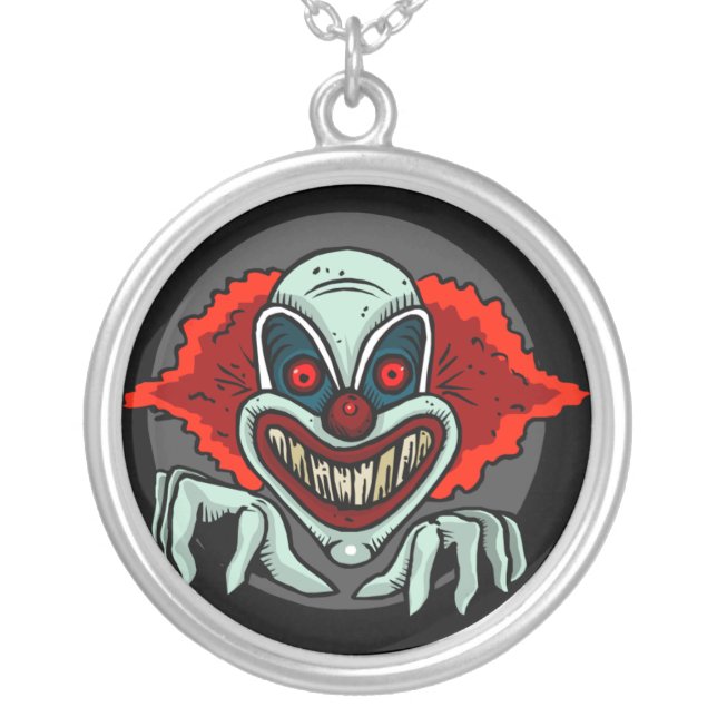 Scary Clown Silver Plated Necklace (Front)