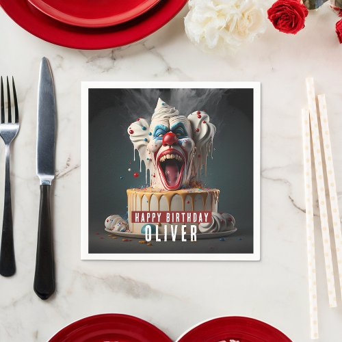 Scary Clown Themed Customizable Birthday Napkins