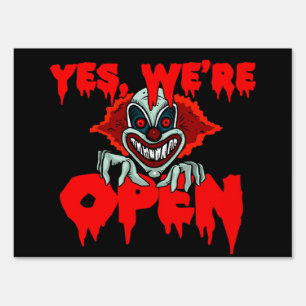 Scary Clown We're Open - Halloween Yard Sign