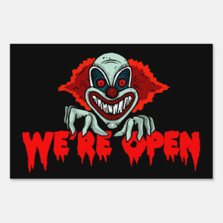 Scary Clown We're Open - Halloween Yard Sign