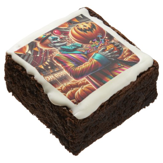 Scary Clown with Jack O' Lantern Halloween Brownie (Angled)