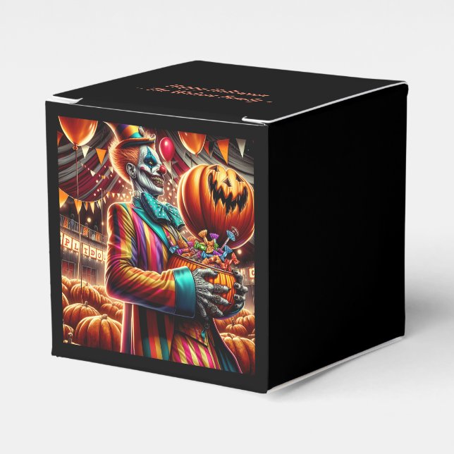 Scary Clown with Jack O' Lantern Halloween Favor Boxes (Front Side)