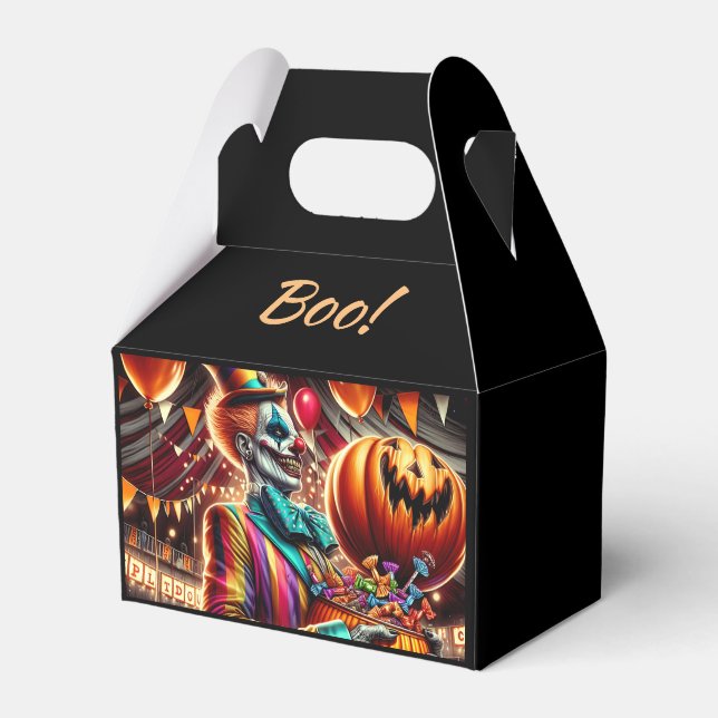 Scary Clown with Jack O' Lantern Halloween Favor Boxes (Front Side)