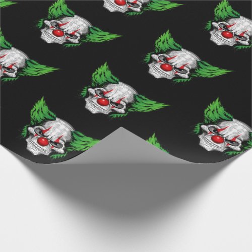 Scary clown with spooky eyes wrapping paper