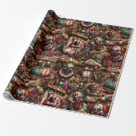 Scary Clown Zombie at Carnival Birthday Wrapping Paper<br><div class="desc">Ai art depicting scary spooky creepy clowns at an abandoned broken down carnival birthday gift wrap for your clown loving friend.</div>