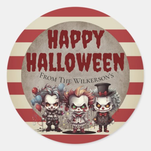 Scary Clowns Creepy Halloween Carnival Classic Round Sticker