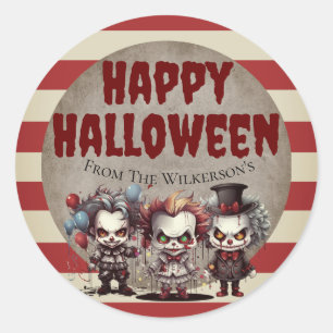 Scary Clowns Creepy Halloween Carnival Classic Round Sticker