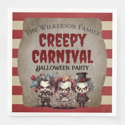 Scary Clowns Halloween Carnival Party Paper Dinner Napkins