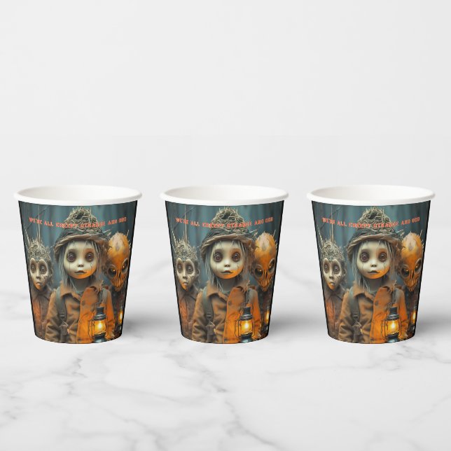 Scary Creepy Halloween Kids Paper Cups (Multi)