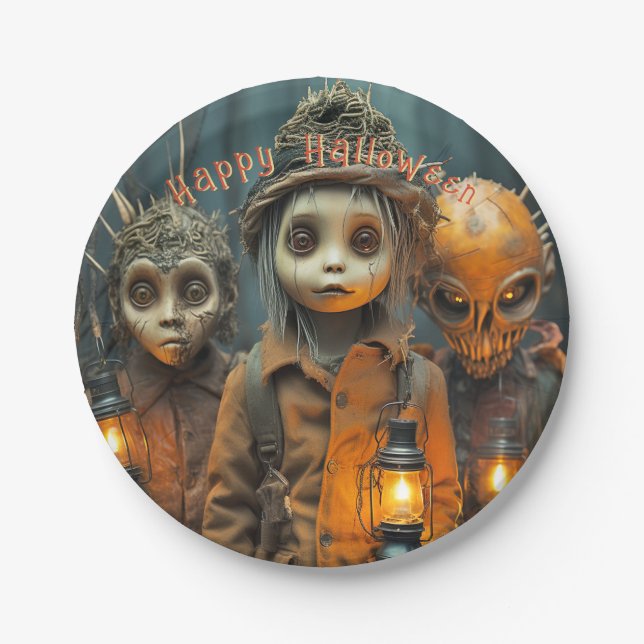 Scary Creepy Halloween Kids Paper Plates (Front)