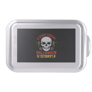 Scary Creepy Halloween Story Skull Design_1 Cake Pan