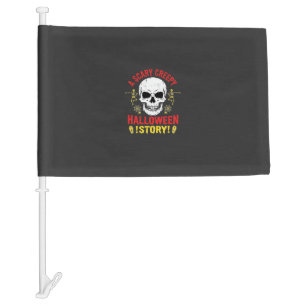 Scary Creepy Halloween Story Skull Design_1 Car Flag