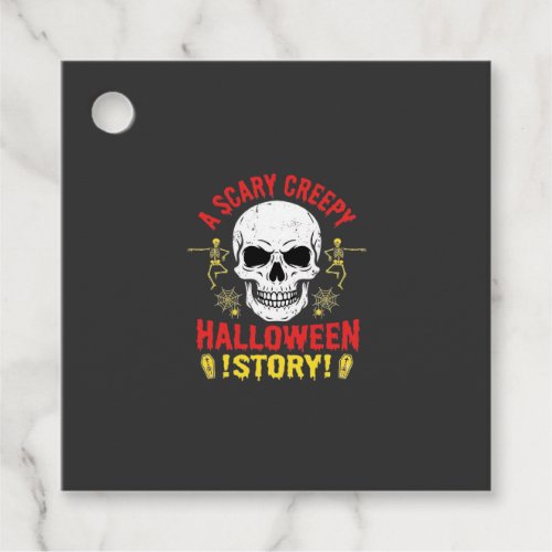 Scary Creepy Halloween Story Skull Design_1 Favor Tags