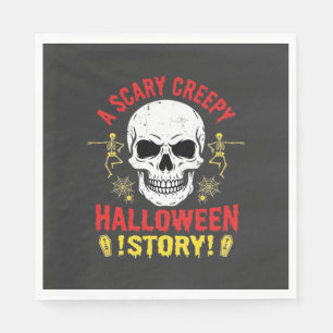 Scary Creepy Halloween Story Skull Design_1 Napkins