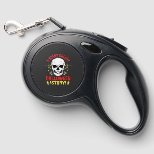 Scary Creepy Halloween Story Skull Design_1 Retractable Pet Leash