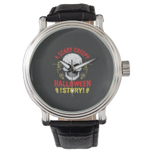 Scary Creepy Halloween Story Skull Design_1 Watch