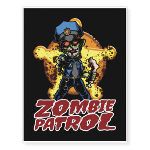 Scary Creepy Halloween Zombie Patrol Man Temporary Tattoos