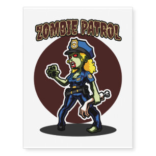 Scary Creepy Halloween Zombie Patrol Woman Temporary Tattoos
