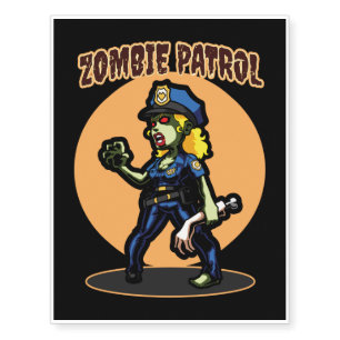Scary Creepy Halloween Zombie Patrol Woman Temporary Tattoos