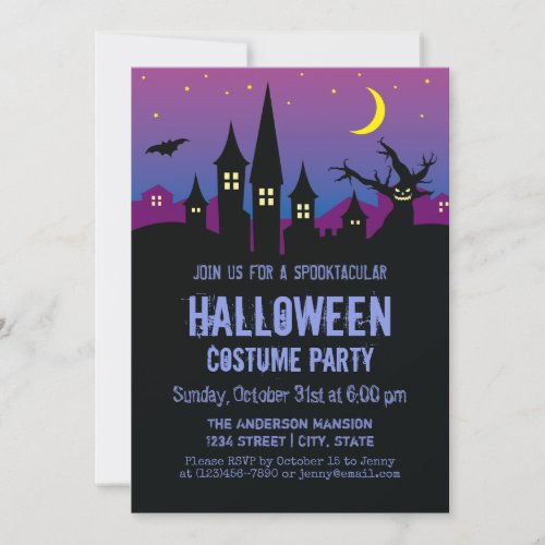 Scary Creepy Haunted House Halloween Costume Party Invitation