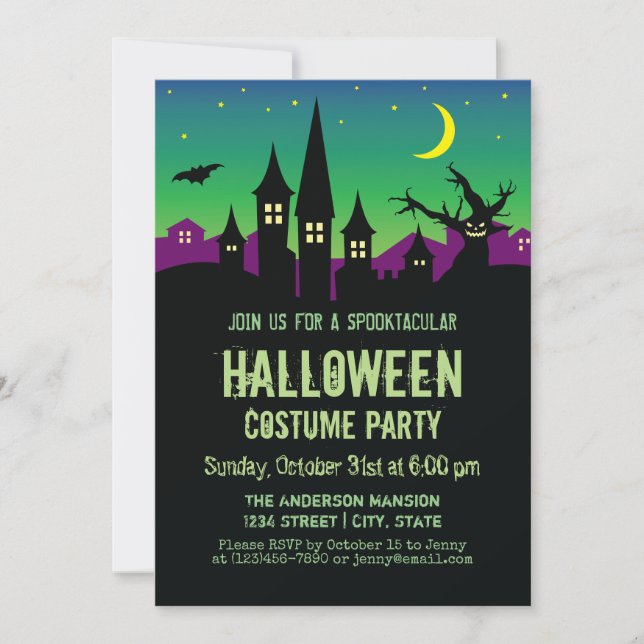 Scary Creepy Haunted House Halloween Costume Party Invitation (Front)