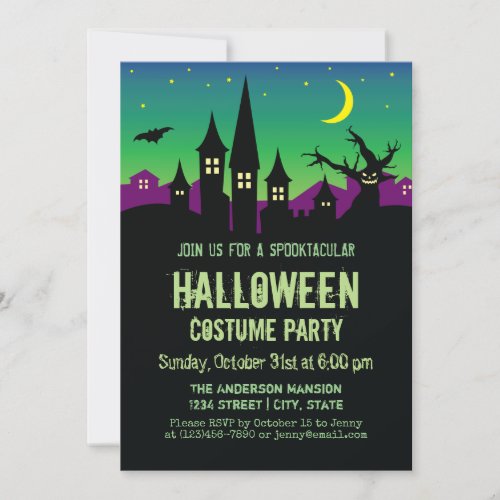 Scary Creepy Haunted House Halloween Costume Party Invitation