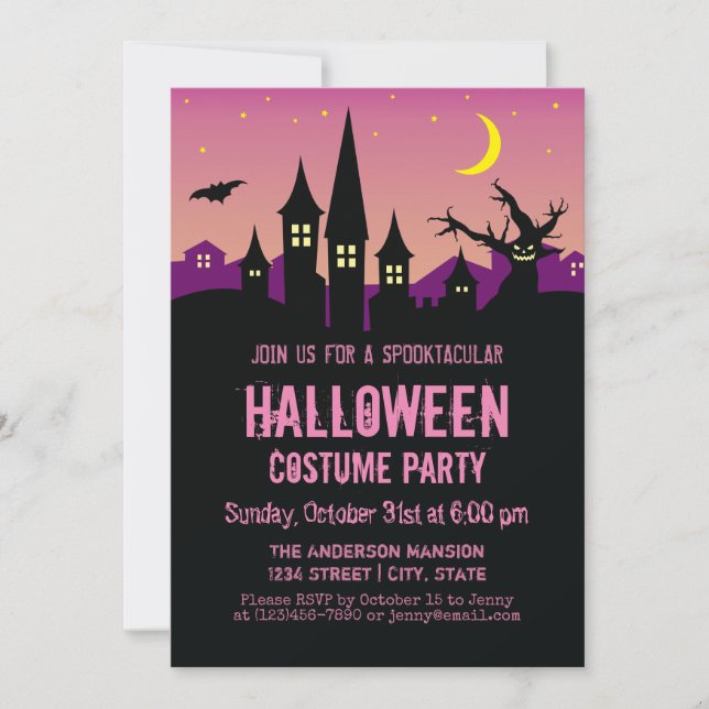 Scary Creepy Haunted House Halloween Costume Party Invitation (Front)