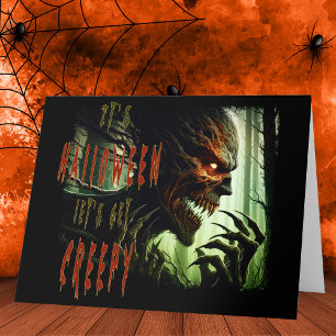 Scary creepy horror wood monster, demon or ghoul letterpress thank you card