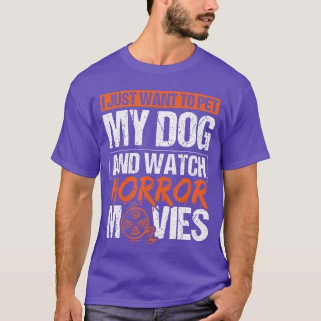 Scary Creepy Pet Dog And Watch Horror Movies Men W T-Shirt (Front)