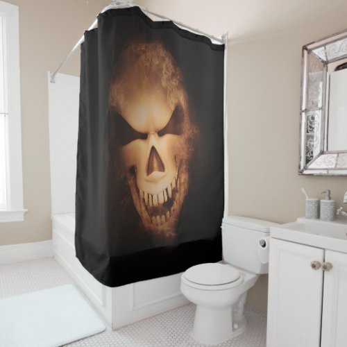 Scary Creepy Skull Halloween Shower Curtain