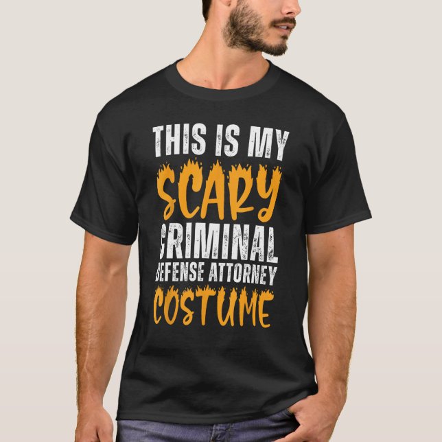 Scary Criminal Defense Attorney Costume Funny Hall T-Shirt (Front)