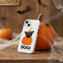 Scary Cute Black Kitty Boo! Halloween iPhone Case