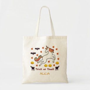 Scary Cute Halloween Unicorn Pumpkins Bats Treats Tote Bag