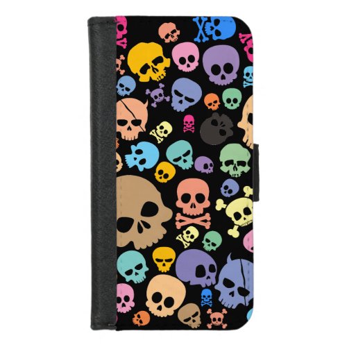 scary cute skull pattern   iPhone 87 wallet case