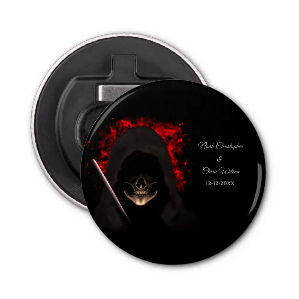 Scary dark moody gothic skull halloween  bottle opener