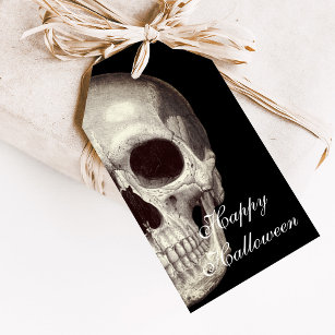 Scary Dead Skull Happy Halloween Party Gift Tags
