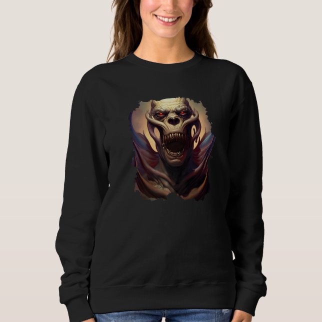 Scary Demonic Skull Horror Nightmare Unique Digita Sweatshirt (Front)