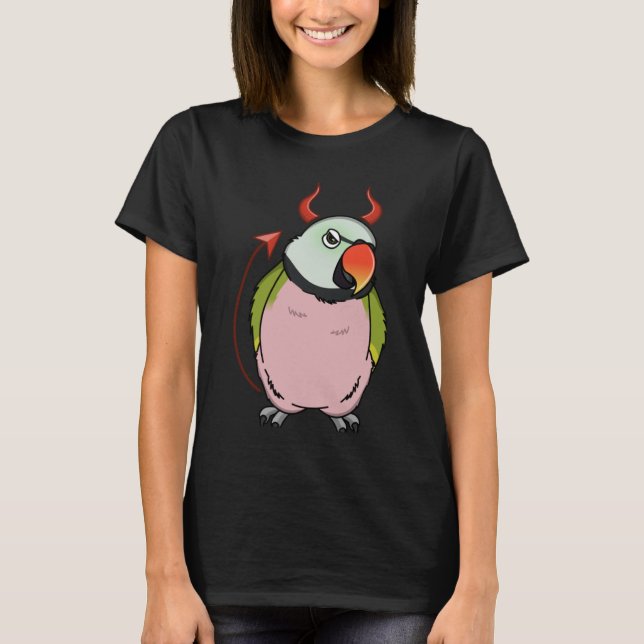 Scary Devil Costume Parrot I Mustache Parakeet T-Shirt (Front)