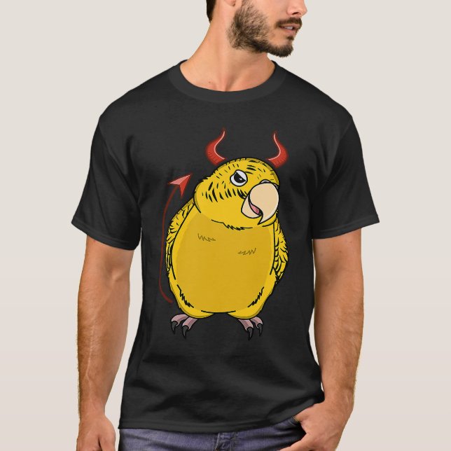 Scary Devil Costume Parrot I Yellow Lutino Budgie  T-Shirt (Front)