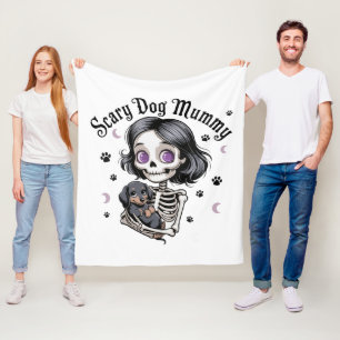  Scary Dog Mummy Skeleton Dachshund  Fleece Blanket