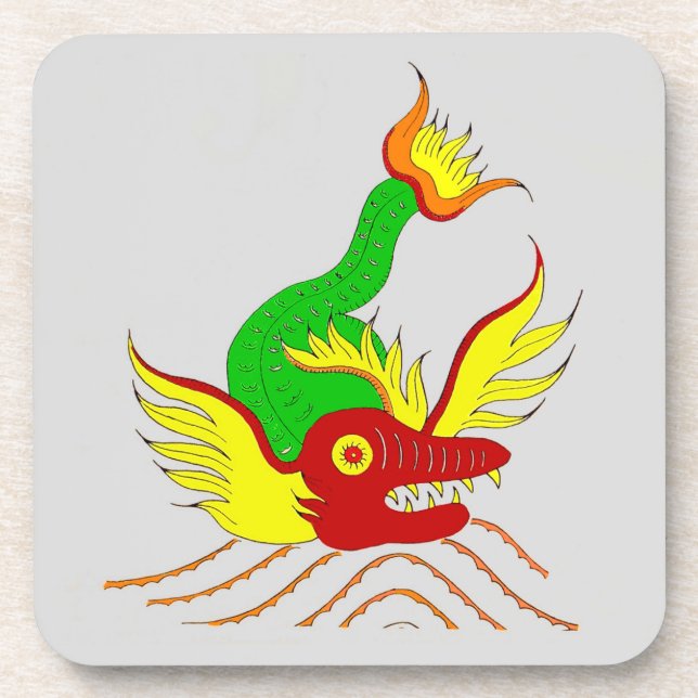 scary dragon beverage coaster (Front)