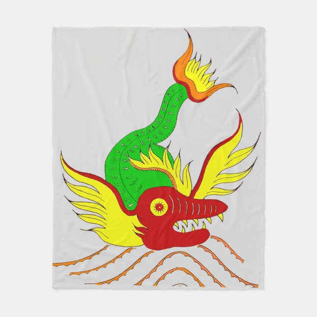 scary dragon print fleece blanket (Front)